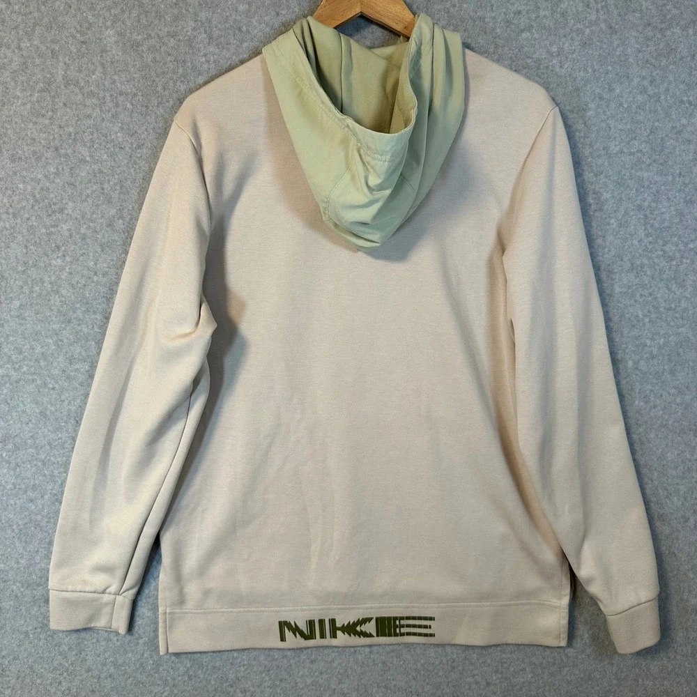 Nike Hoodie Mens Medium Beige Green Dri-FIT Just Do It Performance Pullover